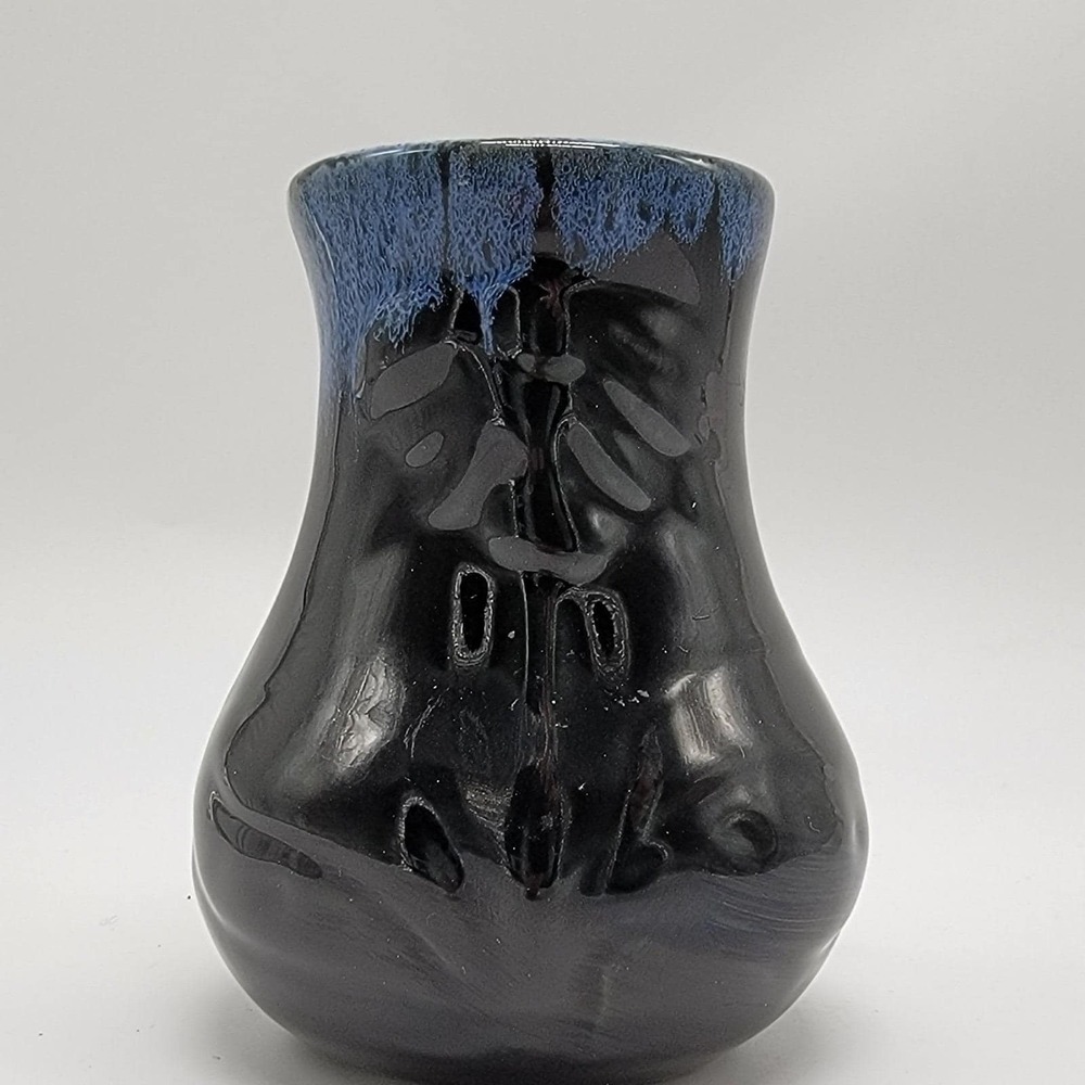 Vintage 1940 Van Briggle Art Pottery Blue Drip Glaze Coneflower Vase 4" Signed
